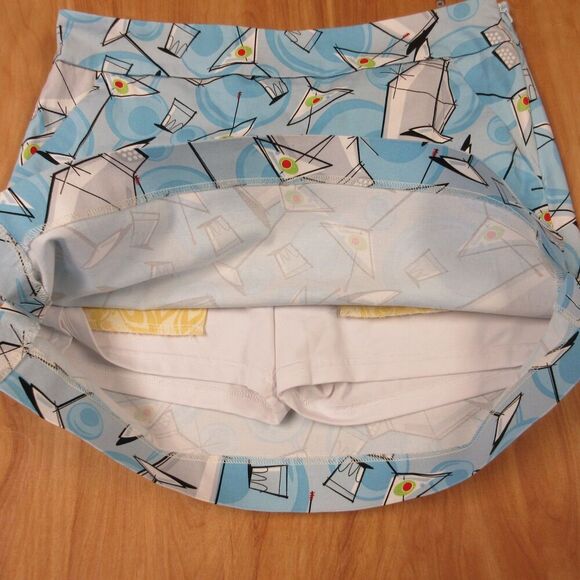 LOUDMOUTH Golf Partini Classic Skort Sz 8 Martini Cocktails Blue Skirt Shorts - Picture 11 of 16